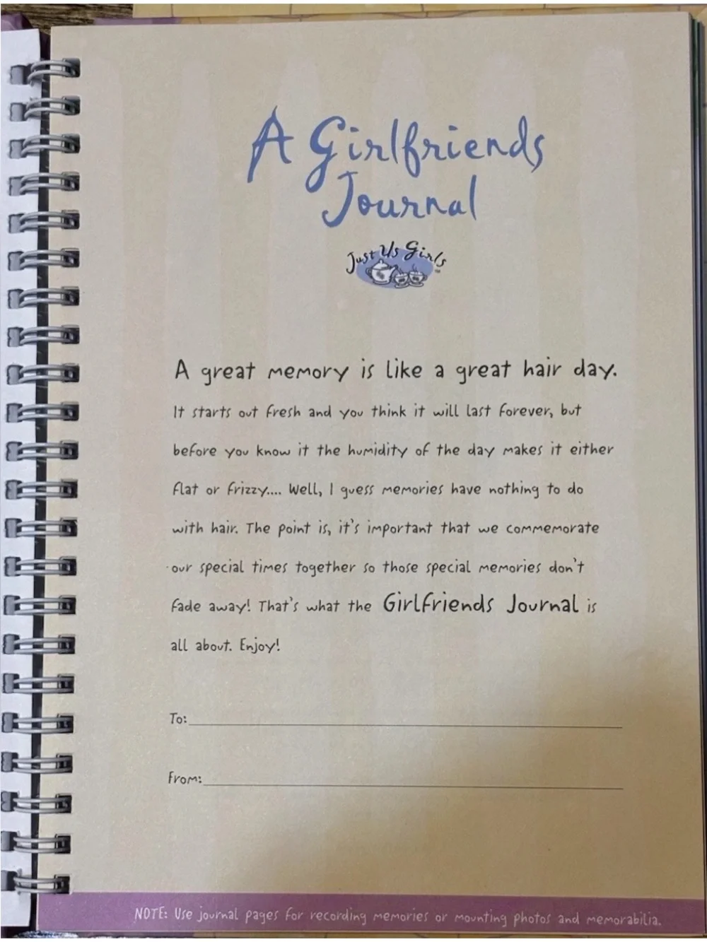 A Girlfriends Journal by Julie Sutton, 128 pg hardcover journal about friendship